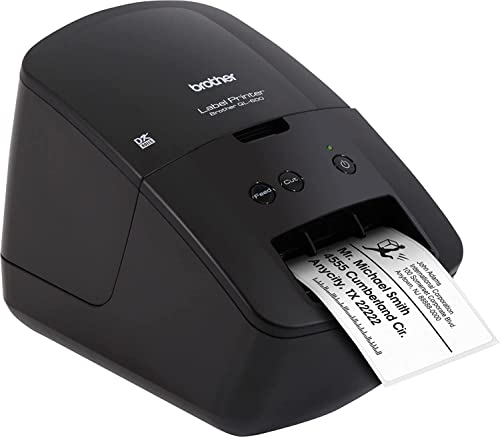 Brother QL-600 Economic Desktop Wired Label Printer, Black - USB Connectivity - up to 2.4" Wide, 300 x 600 dpi, 44 Labels Per Minute, Automatic Cutter Label Maker for Home and Office