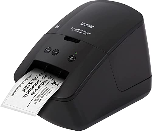 Brother QL-600 Economic Desktop Wired Label Printer, Black - USB Connectivity - up to 2.4" Wide, 300 x 600 dpi, 44 Labels Per Minute, Automatic Cutter Label Maker for Home and Office