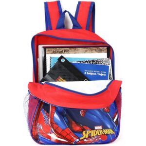 Ruz Spiderman Boys 16 Inch Backpack With Removable Matching Lunch Box Set (Red-Blue)