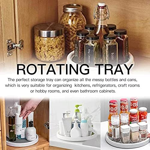 Rarapop 3 Pack Non Skid Lazy Susan Turntable Display Stand, 12-Inch Rotating Spice Rack Spinning Organizer for Cabinet, Pantry, Refrigerator, Countertop