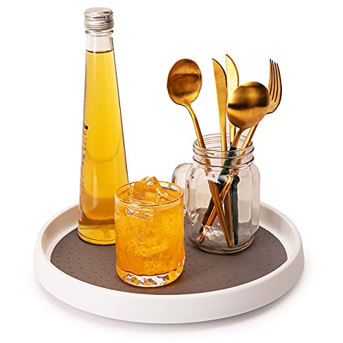 Rarapop 3 Pack Non Skid Lazy Susan Turntable Display Stand, 12-Inch Rotating Spice Rack Spinning Organizer for Cabinet, Pantry, Refrigerator, Countertop