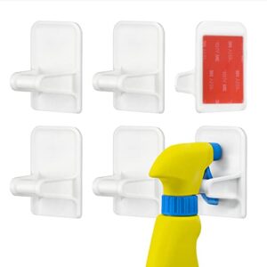 [6 pack] wall mount spray bottle holder to create storage space – easy to install spray bottle hanger – strong hold spray bottle holder wall mount to a variety of surfaces – spray bottle wall holder