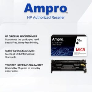 Ampro New OEM Modified CF258A MICR Toner Cartridge Replacement for CF258A 58A Cartridge for HP Laserjet Pro M404 M428 MFP Series (Prints 3000 Pages)