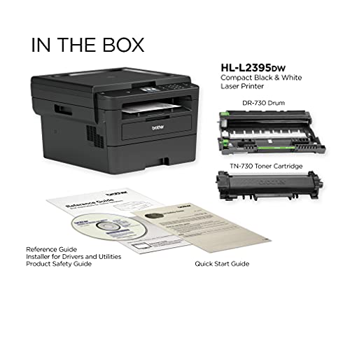 Brother HL-L2395DWC Wireless All-in-One Monochrome Laser Printer for Home Office - Print Copy Scan - 36ppm, 2400 x 600 dpi, 250-sheet, Automatic Duplex Printing, Hi-Speed USB, Tillsiy Printer Cable