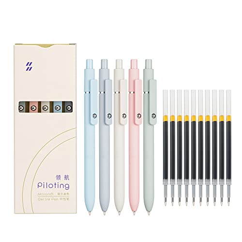Lanxivi 5PCS Gel Pens Quick Dry Ink Pens Black Refill with 10 Additional Refills 0.5mm Fine Point Premium Retractable Ballpoint Pens