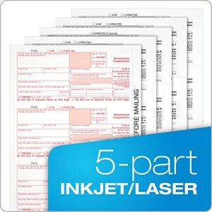 TOPS 1099 NEC 3 Up Forms 2022, 5 Part 1099 Forms, Laser/Inkjet Tax Form Sets for 50 Recipients, Includes 3 1096 Forms, 50 Pack (TX22993NEC-22)