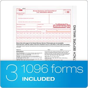 TOPS 1099 NEC 3 Up Forms 2022, 5 Part 1099 Forms, Laser/Inkjet Tax Form Sets for 50 Recipients, Includes 3 1096 Forms, 50 Pack (TX22993NEC-22)