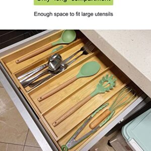 Kohtla Bamboo Kitchen Drawer Organizer Large Utensil Organizer Silverware and Cutlery Holder Tray with Divider Expendable Flatware Tray