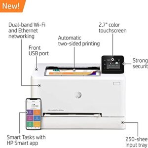 HP Color Laserjet Pro M255dw Single-Function Wireless Laser Printer, White - Print only - 2.7" Color Touchscreen, 22 ppm, 600 x 600 dpi, 8.5 x 14, Auto Duplex Printing, Ethernet