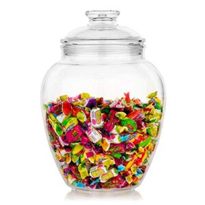 modern innovations 128-ounce candy & cookie jar with lid, premium acrylic clear apothecary jar, wedding & home décor centerpiece cookie candy buffet decorative kitchen storage jar