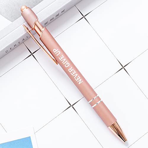 PASISIBICK 12 Pieces Rose Gold Inspirational Motivational Quotes Snarky Screen Touch Stylus Ballpoint Pens, Office Encouraging Scriptures, Black Ink (Rose Gold,Motivational)