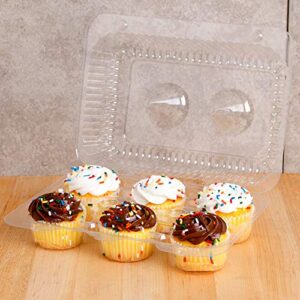 Plastic Cupcake Containers Boxes | 6 Compartment – 40 Pack | Disposable High Dome Dozen Cupcake Holder With Lid Bulk | Extra Sturdy Stackable Cupcake Boxes | Durable Muffin Packaging Transporter To Go