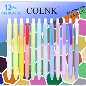 COLNK Assorted Colors Ballpoint Pens, Medium Point 1.0mm,Comfortable Triangle Grip Colored Pen Ballpoint Set for Journaling Planner,Long Lasting Writing,12 Count