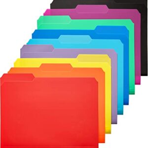 KTRIO 9 Pack Plastic File Folders Colored Folders - 9 Assorted Colors Letter Size File Folders Poly Filing Folders Heavy Duty 3 Tab Folders, 1/3 Cut Erasable Tabs for Office School Home Organization