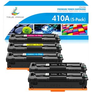 true image compatible toner cartridge replacement for hp 410a cf410a 410x hp color pro mfp m477fnw m477fdw m477fdn m452dw m452nw m452dn m477 toner printer (black cyan yellow magenta, 5-pack)