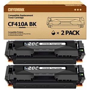 2 pack replacement cf410a hp 410a black compatible toner cartridges for use with hp color pro mfp m477fdn m477fdw m477fnw m452dn m452nw m452dw m377dw series printer