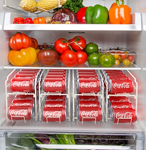SimpleHouseware Soda Can Organizer Stackable Rack Dispenser for Pantry/Refrigerator, White, Set of 4
