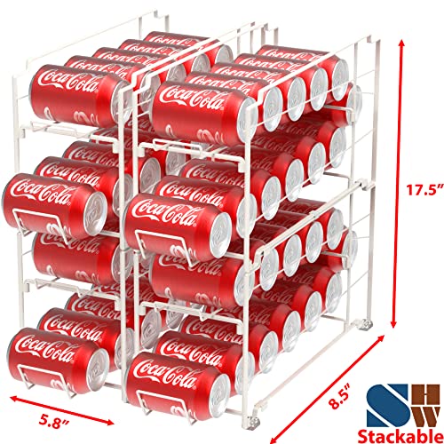 SimpleHouseware Soda Can Organizer Stackable Rack Dispenser for Pantry/Refrigerator, White, Set of 4