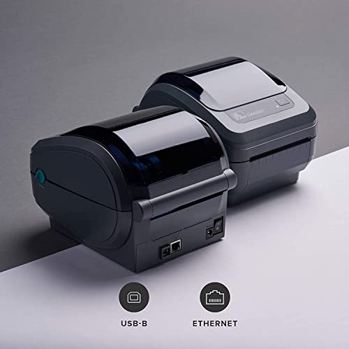 ZEBRA GK420D Direct Thermal Only Desktop Printer - USB and Ethernet Connectivity, 203 dpi, 8 IPS, 4.09" Max Print Width, Monochrome Barcode Label Printer, Grey - GK42-202210-000 YKGAV