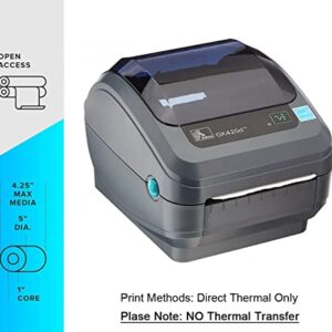 ZEBRA GK420D Direct Thermal Only Desktop Printer - USB and Ethernet Connectivity, 203 dpi, 8 IPS, 4.09" Max Print Width, Monochrome Barcode Label Printer, Grey - GK42-202210-000 YKGAV