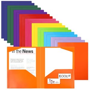 EOOUT 20 Pack Plastic Folders with 2 Pockets , 10 Colors Heavy Duty Pockets File Folders for Letter Size Paper