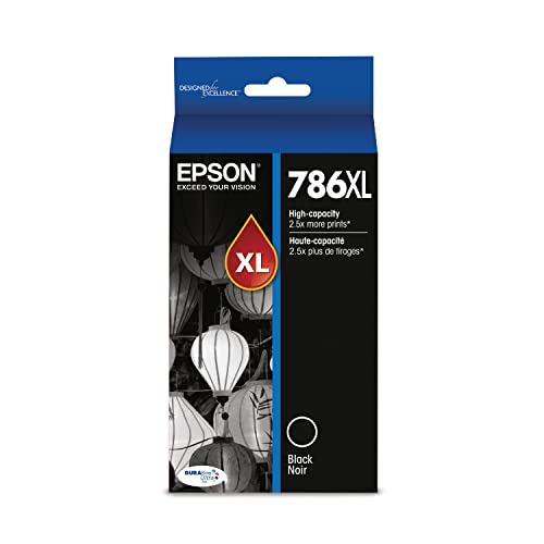 EPSON T786 DURABrite Ultra Ink High Capacity Black Cartridge (T786XL120-S) for Select Epson Workforce Printers