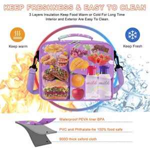 TORRYZA Kids Lunch Bag Expandable Lunch Box for Girls,Boys,Women, Double Insulated with 2 Reusable Storage Bags,Shoulder Strap&Bottle Holder to Cooler Thermal Meal Cute Tote for School Picnic-Unicorn