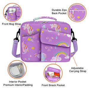 TORRYZA Kids Lunch Bag Expandable Lunch Box for Girls,Boys,Women, Double Insulated with 2 Reusable Storage Bags,Shoulder Strap&Bottle Holder to Cooler Thermal Meal Cute Tote for School Picnic-Unicorn