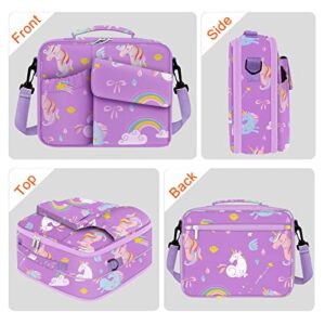 TORRYZA Kids Lunch Bag Expandable Lunch Box for Girls,Boys,Women, Double Insulated with 2 Reusable Storage Bags,Shoulder Strap&Bottle Holder to Cooler Thermal Meal Cute Tote for School Picnic-Unicorn