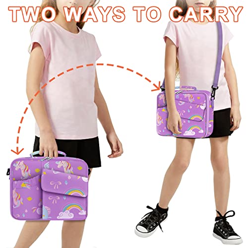 TORRYZA Kids Lunch Bag Expandable Lunch Box for Girls,Boys,Women, Double Insulated with 2 Reusable Storage Bags,Shoulder Strap&Bottle Holder to Cooler Thermal Meal Cute Tote for School Picnic-Unicorn