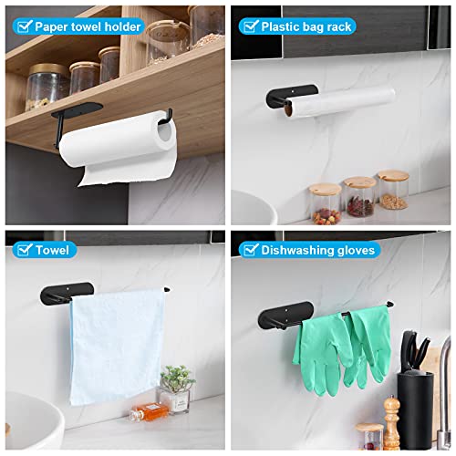 Yowmins Paper Towel Holders, Paper Towel Holder Under Cabinet, Camper RV Paper Towel Holder, Paper Towel Rack for Kitchen, Stainless Steel 13 inch, Black