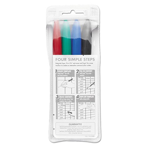 Expo Vis-A-Vis Wet-Erase Marker, Fine Point, 4-Color Set (San16074)