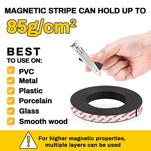Magnetic Tape Strips with Adhesive Backing - Magnetic Strip SUKH Magnet Band Strong Adhesive Cuttable Magnetic Sheets Magnets Perfect for DIY, Art Projects,Whiteboards,Fridge Organization Classroom