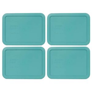 pyrex bundle – 4 items: 7210-pc 3-cup turquoise rectangle plastic food storage lids made in the usa