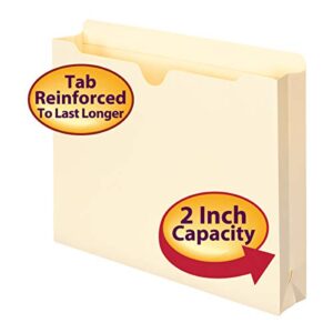 Smead File Jacket, Reinforced Straight-Cut Tab, 2" Expansion, Letter Size, Manila, 50 Per Box (75560)