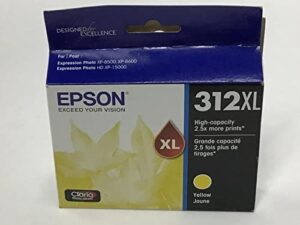 epson t312 claria photo hd -ink high capacity yellow -cartridge (t312xl420-s) for select epson expression photo printers