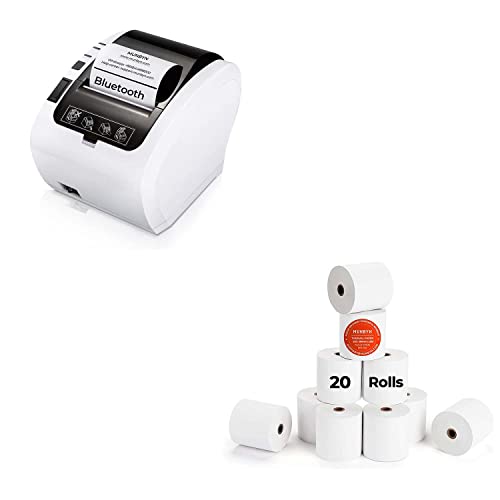 MUNBYN Bluetooth 5.0 Receipt Printer P047, 80mm POS Printer and Thermal Receipt Paper 3 1/8 x 230ft 20 Rolls