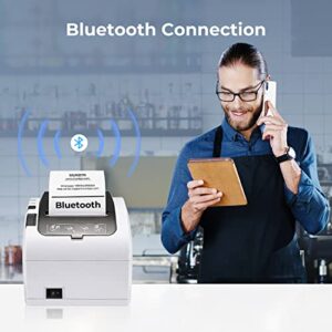 MUNBYN Bluetooth 5.0 Receipt Printer P047, 80mm POS Printer and Thermal Receipt Paper 3 1/8 x 230ft 20 Rolls