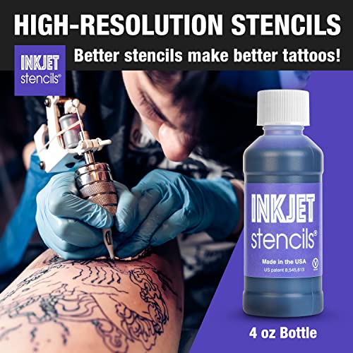 Tattoo Inkjet Stencil Ink - Revolutionary Stencils Printer Ink for Tattoos - 4 Oz Bottle
