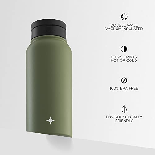 JoyJolt Triple Insulated Water Bottle with Straw Lid AND Flip Lid! 32oz Large Water Bottle, 12 Hour Hot/Cold Vacuum Insulated Stainless Steel Bottle. BPA-Free Leakproof Water Bottles - Thermos Bottle