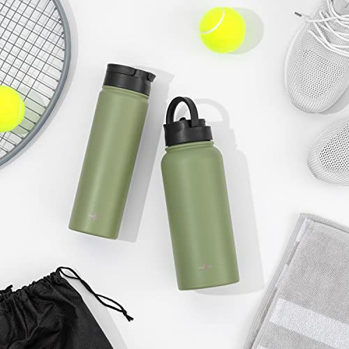 JoyJolt Triple Insulated Water Bottle with Straw Lid AND Flip Lid! 32oz Large Water Bottle, 12 Hour Hot/Cold Vacuum Insulated Stainless Steel Bottle. BPA-Free Leakproof Water Bottles - Thermos Bottle