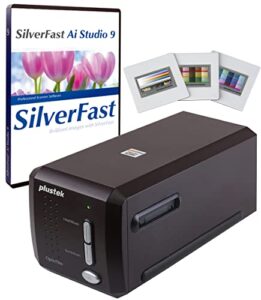 plustek opticfilm 8300i ai film scanner – converts 35mm film & slide into digital, bundle silverfast ai studio 9 + quickscan plus, include advanced it8 calibration target (3 slide)