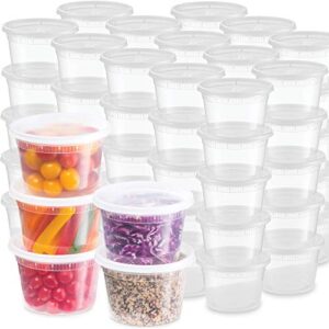 plastic deli food storage containers with leak-proof lids 48 pack, 16 oz | microwaveable airtight container for soups, snacks, meal prep, salad, ice cream | bpa-free kitchen & restaurant supplies (48)