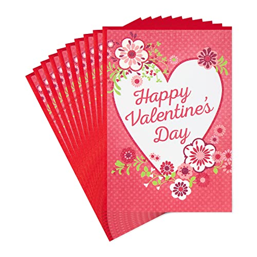 Hallmark Pack of Valentine's Day Cards, Hearts and Flowers (10 Cards with Envelopes)