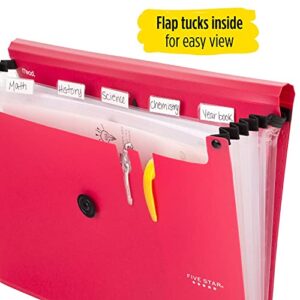 Five Star 6-Pocket Expanding File Organizer, Plastic Expandable File Folders with Pockets and Tab Inserts, 13" x 9-1/4", Holds 11" x 8-1/2", Bungee Closure, Color Will Vary, 1 Count (35552)