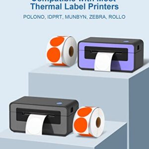POLONO Label Printer, PL420 4x6 Thermal Printer, High-Speed Shipping Label Printer, Commercial Direct Thermal Printer, 2" Orange Circle Thermal Sticker Labels, Self-Adhesive Stickers Labels