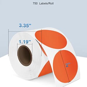 POLONO Label Printer, PL420 4x6 Thermal Printer, High-Speed Shipping Label Printer, Commercial Direct Thermal Printer, 2" Orange Circle Thermal Sticker Labels, Self-Adhesive Stickers Labels