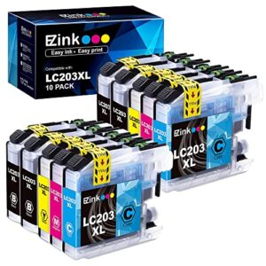 e-z ink(tm) compatible ink cartridge replacement for brother lc203xl lc201xl lc203 lc201 to use with mfc-j480dw mfc-j880dw mfc-j4420dw mfc-j680dw mfc-j885dw (4 black, 2 cyan, 2 magenta, 2 yellow, 10 pack)