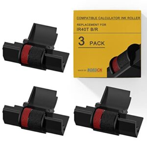 3 pack compatible calculator ribbon replacement for casio hr-100tm ink ir-40t calculator ink roller compatible with casio hr-100tm hr-170rc canon p23-dhv cp13 sharp el-1801v, individually sealed, b/r