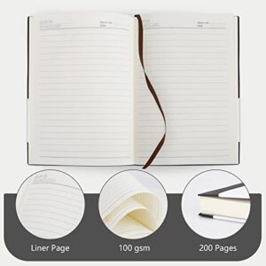 Rantuns Lined Journal Notebook for Work, 200 Pages, Medium 5.7" x 8.3", A5 Notebook Softcover Journal 100 GSM Thick Paper, (Black Ruled)